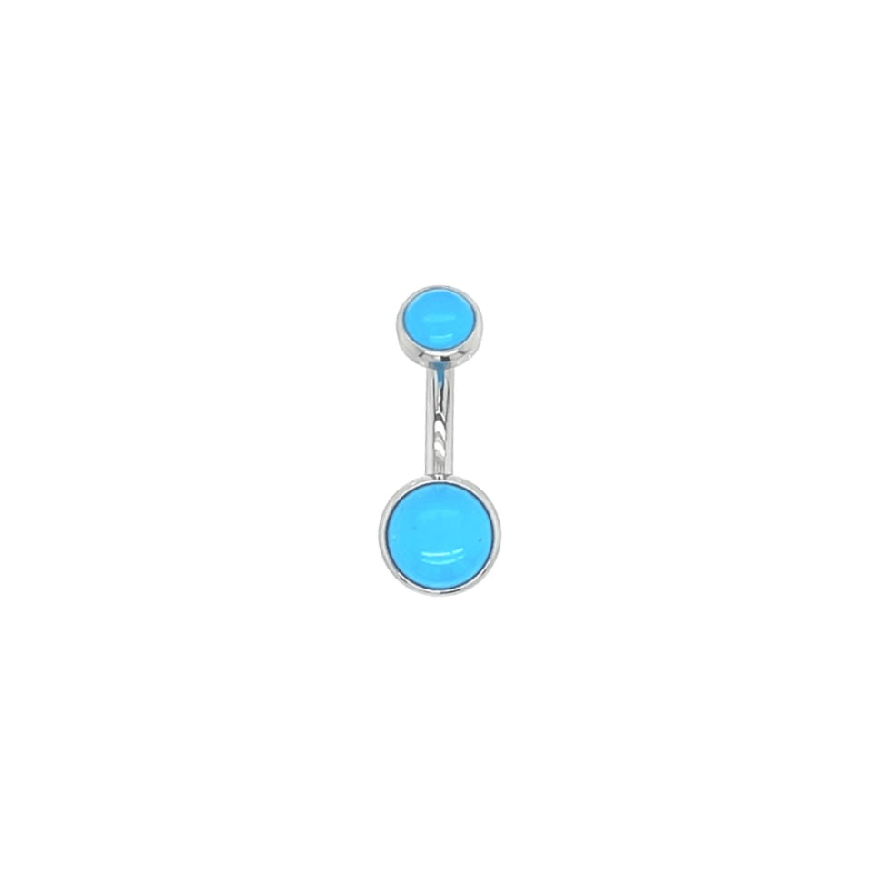 Industrial Strength Titanium Natural Turquoise Gem Curved Barbell