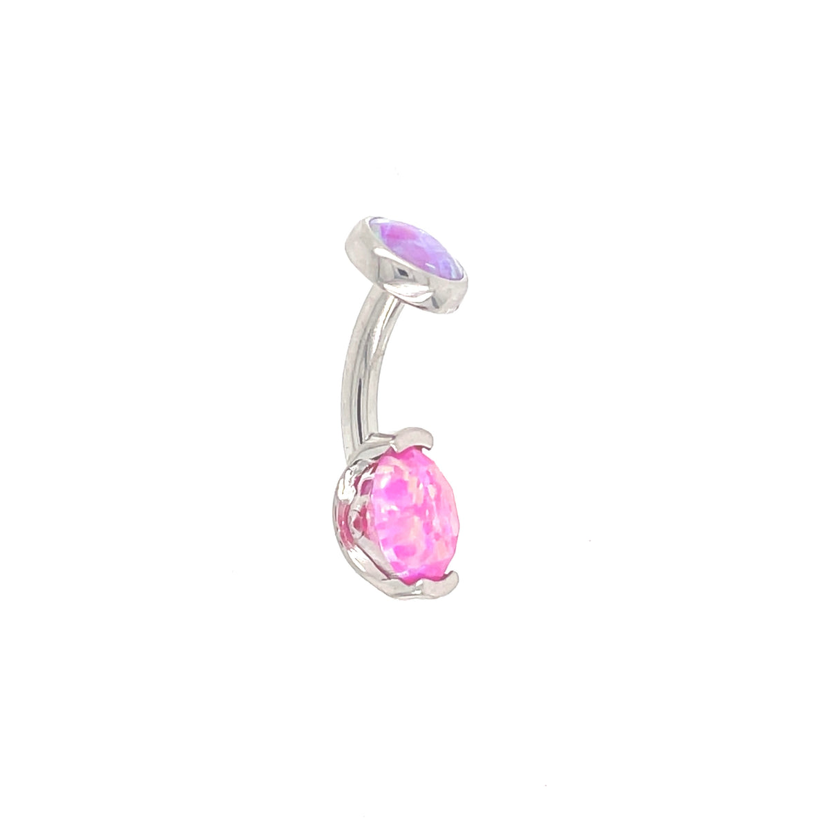 Industrial Strength Titanium Lavender &amp; Faceted Magenta Opal Curved Barbell