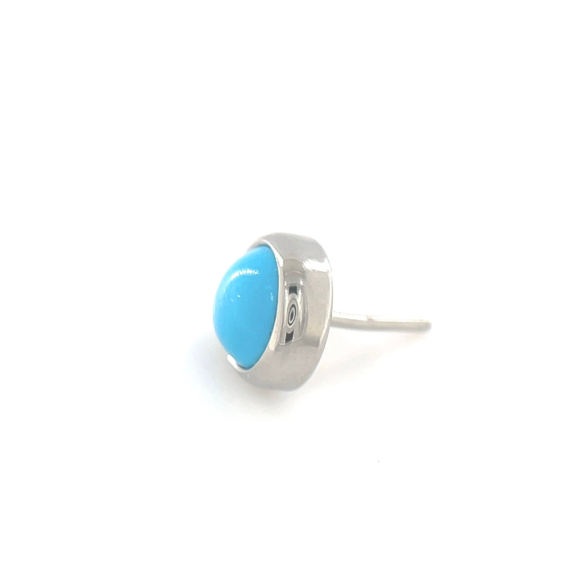 Industrial Strength Titanium Flat Back Turquoise Cabochon End THREADLESS