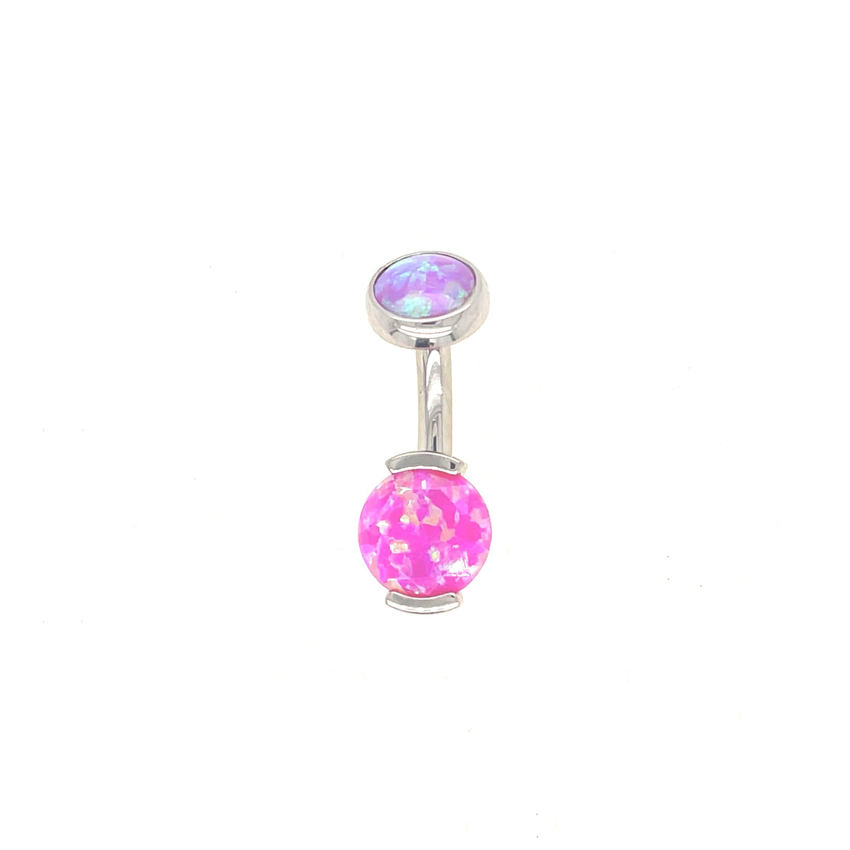 Industrial Strength Titanium Lavender &amp; Faceted Magenta Opal Curved Barbell
