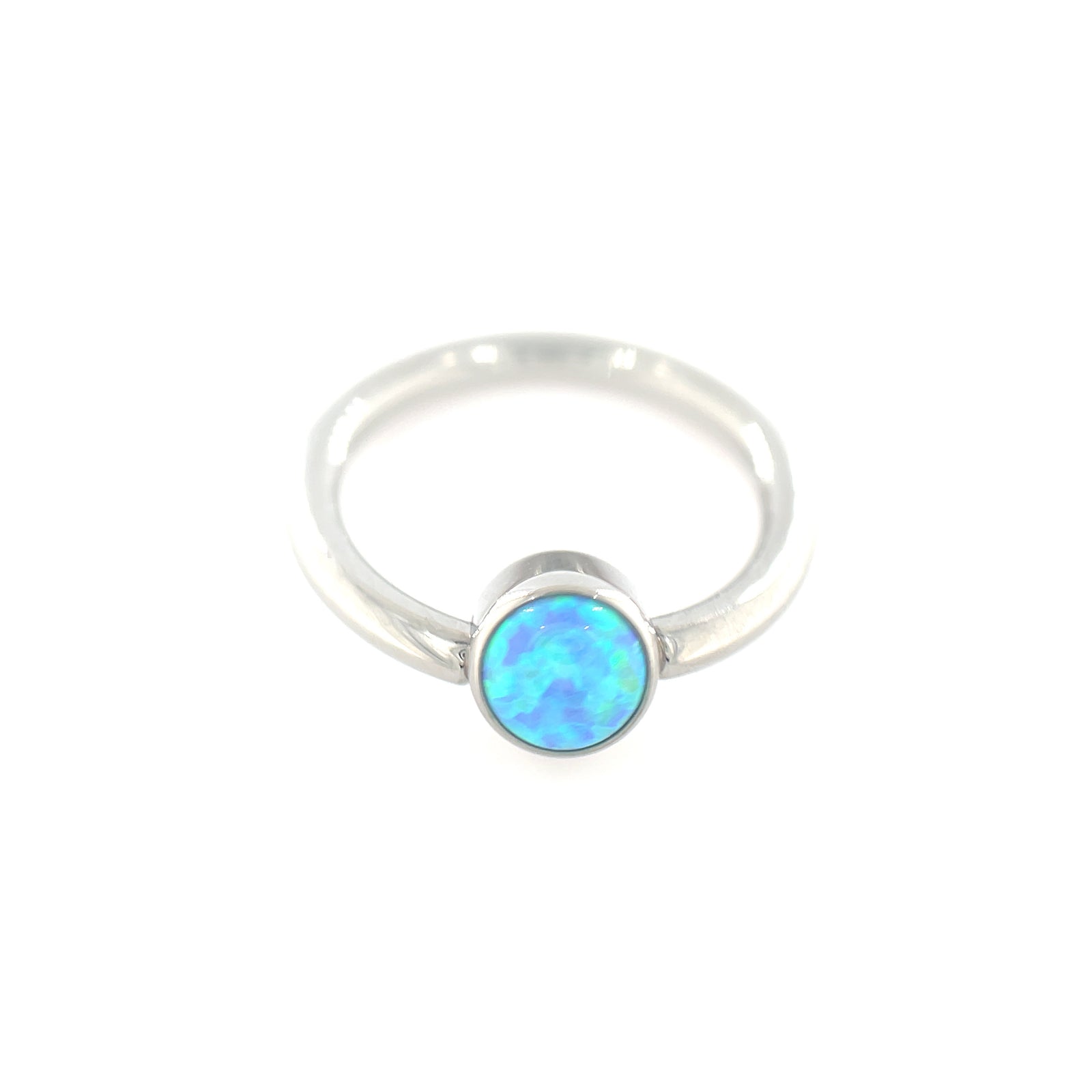 Titanium Sky Blue Opal Cabochon Captive Bead Attachment