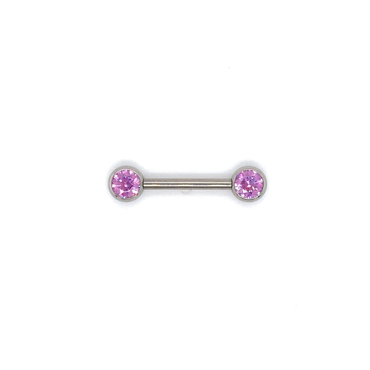 NeoMetal Nipple Bar with Fancy Purple CZ Gems THREADLESS - Isha Body Jewellery