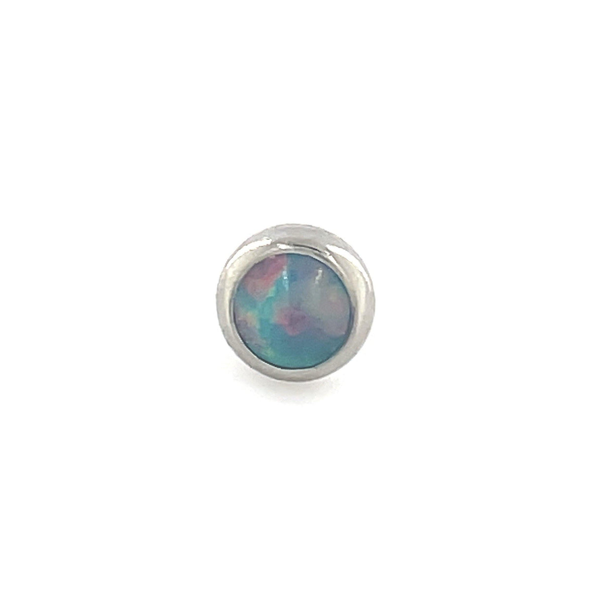 Industrial Strength Titanium Teal Opal Cabochon Gem End - Isha Body Jewellery