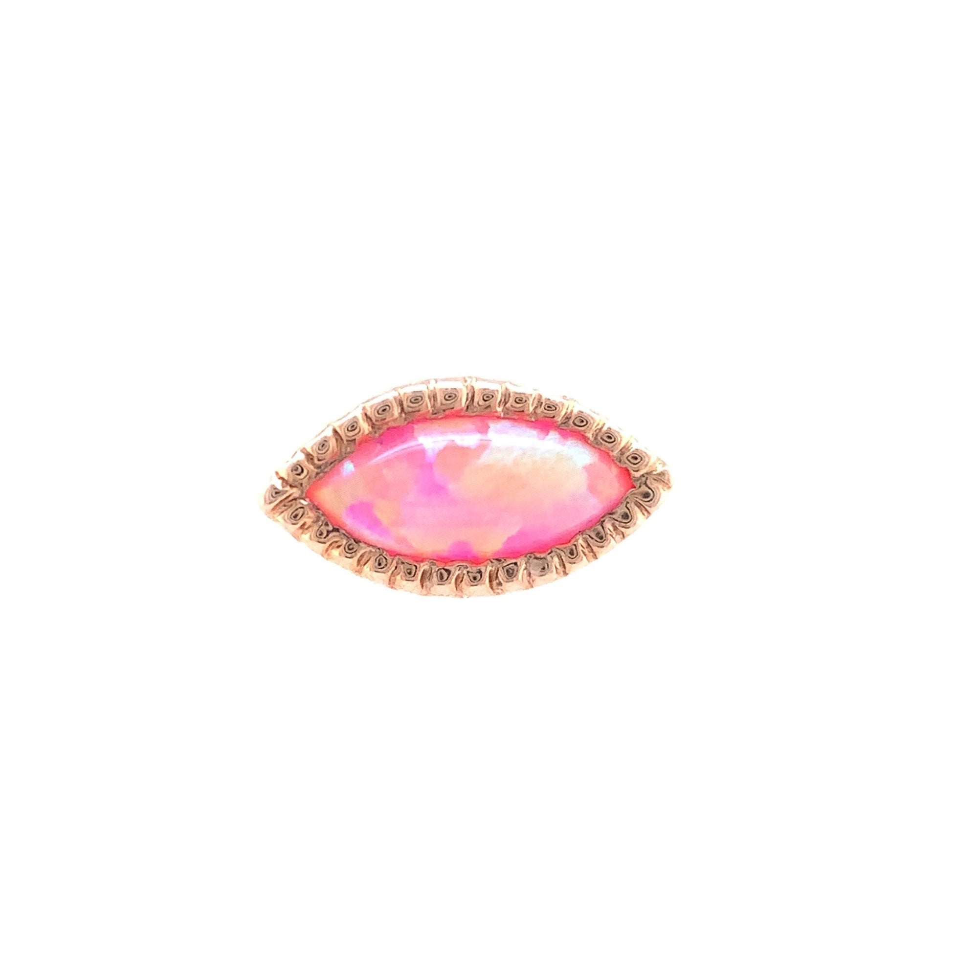 Auris 14ct Rose Gold Pink Opal Grisant Cabochon End - Isha Body Jewellery