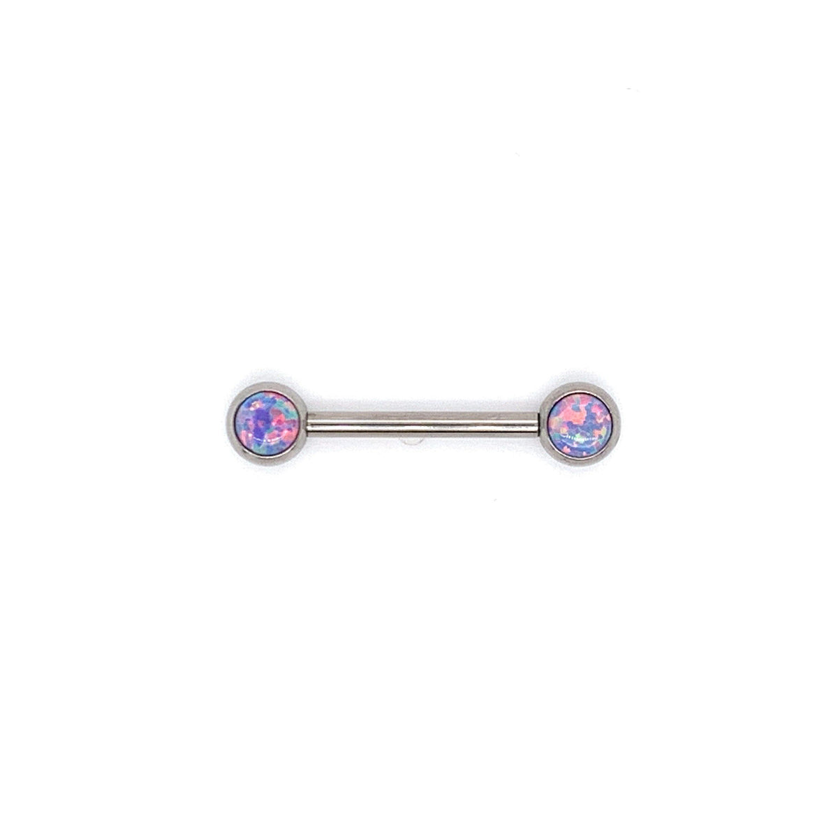 NeoMetal Nipple Bar with Lavender Opal Gems THREADLESS - Isha Body Jewellery