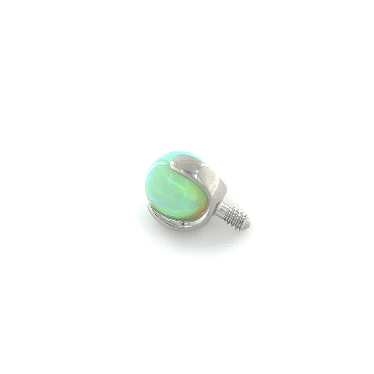 Industrial Strength Titanium 3 Prong-set Lime Green Opal Gem End