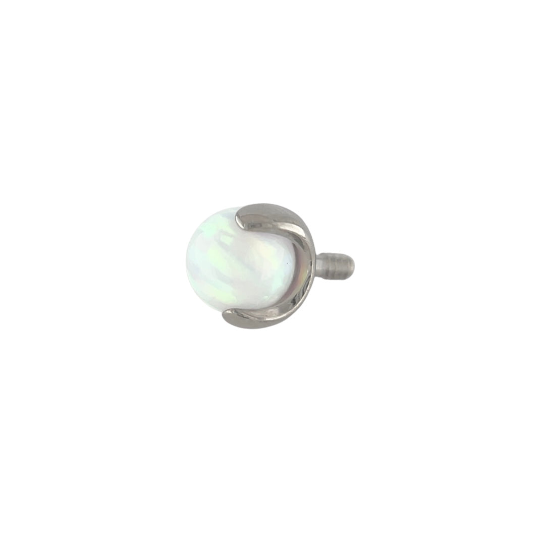Industrial Strength Titanium 3 Prong-set White Opal Gem End