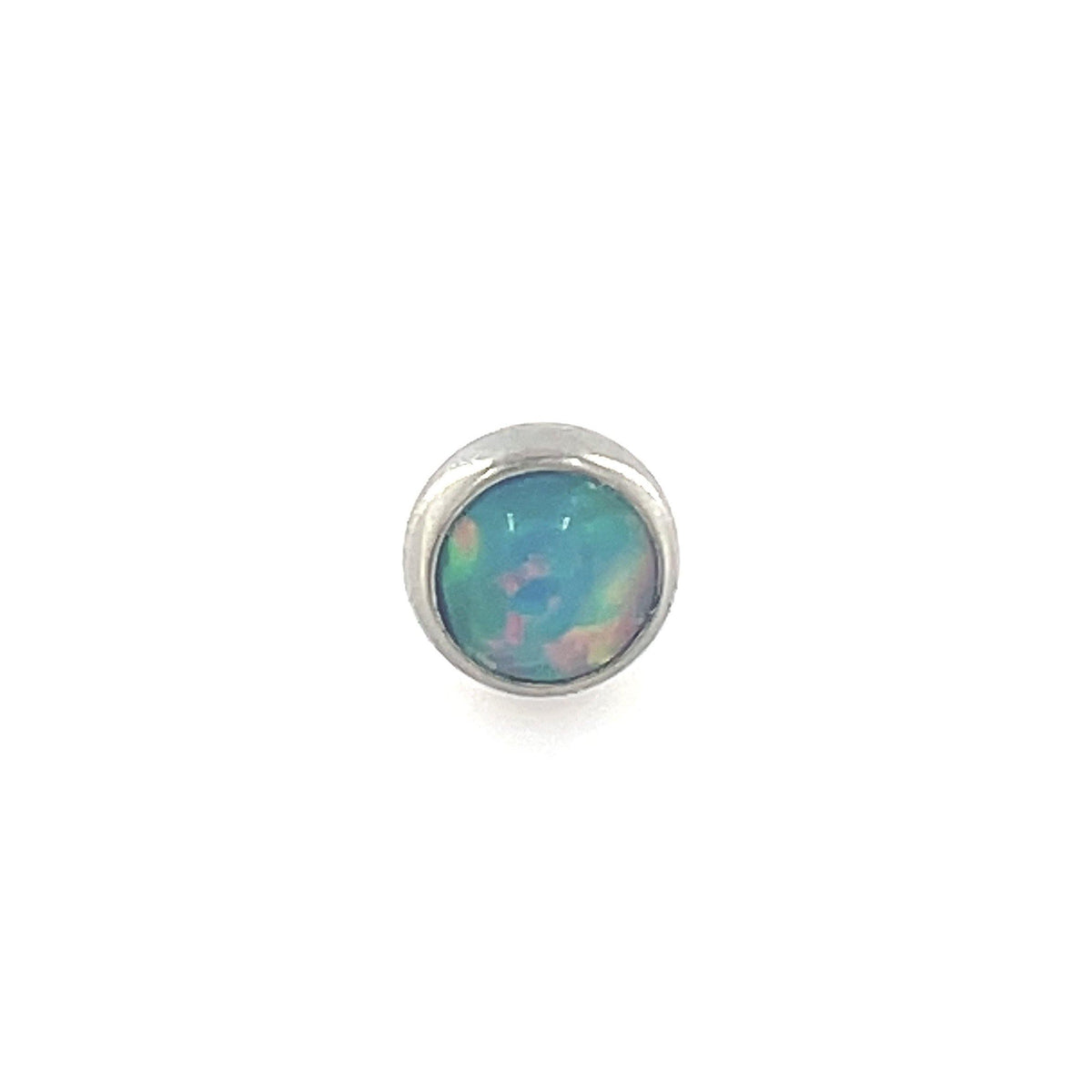 Industrial Strength Titanium Teal Opal Cabochon Gem End - Isha Body Jewellery