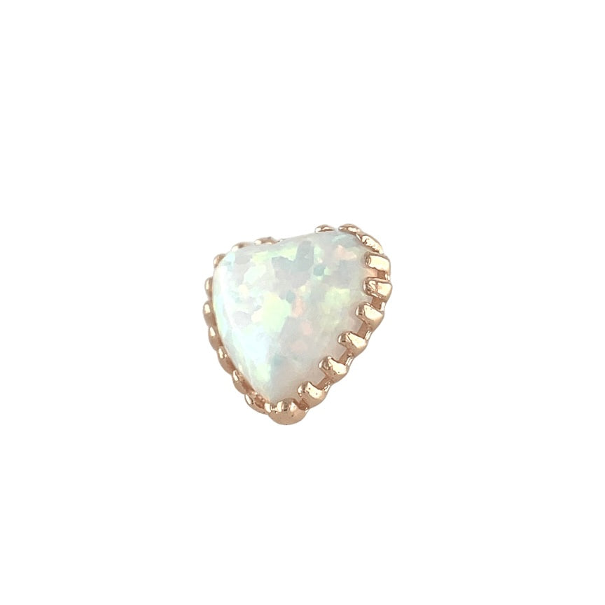 Anatometal 18ct Rose Gold White Opal Heart End - Isha Body Jewellery