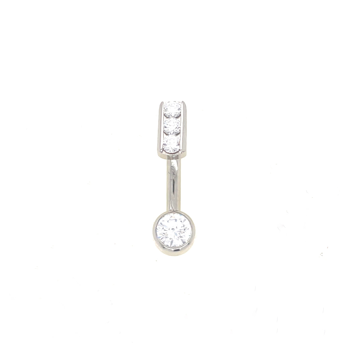 Industrial Strength Titanium Channel-set White CZ Curved Barbell