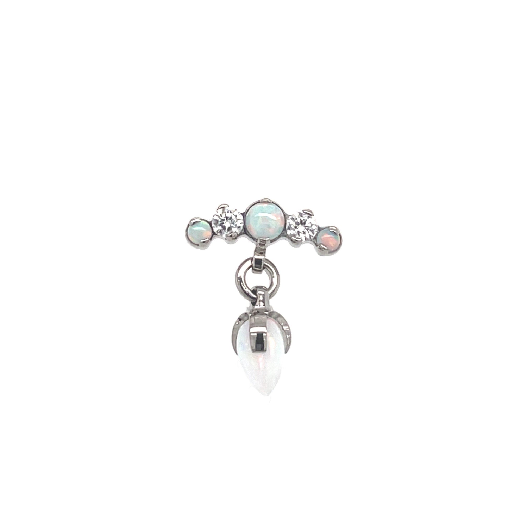 Industrial Strength Prium & Dragon Egg Opal Gem Dangle End - Isha Body Jewellery