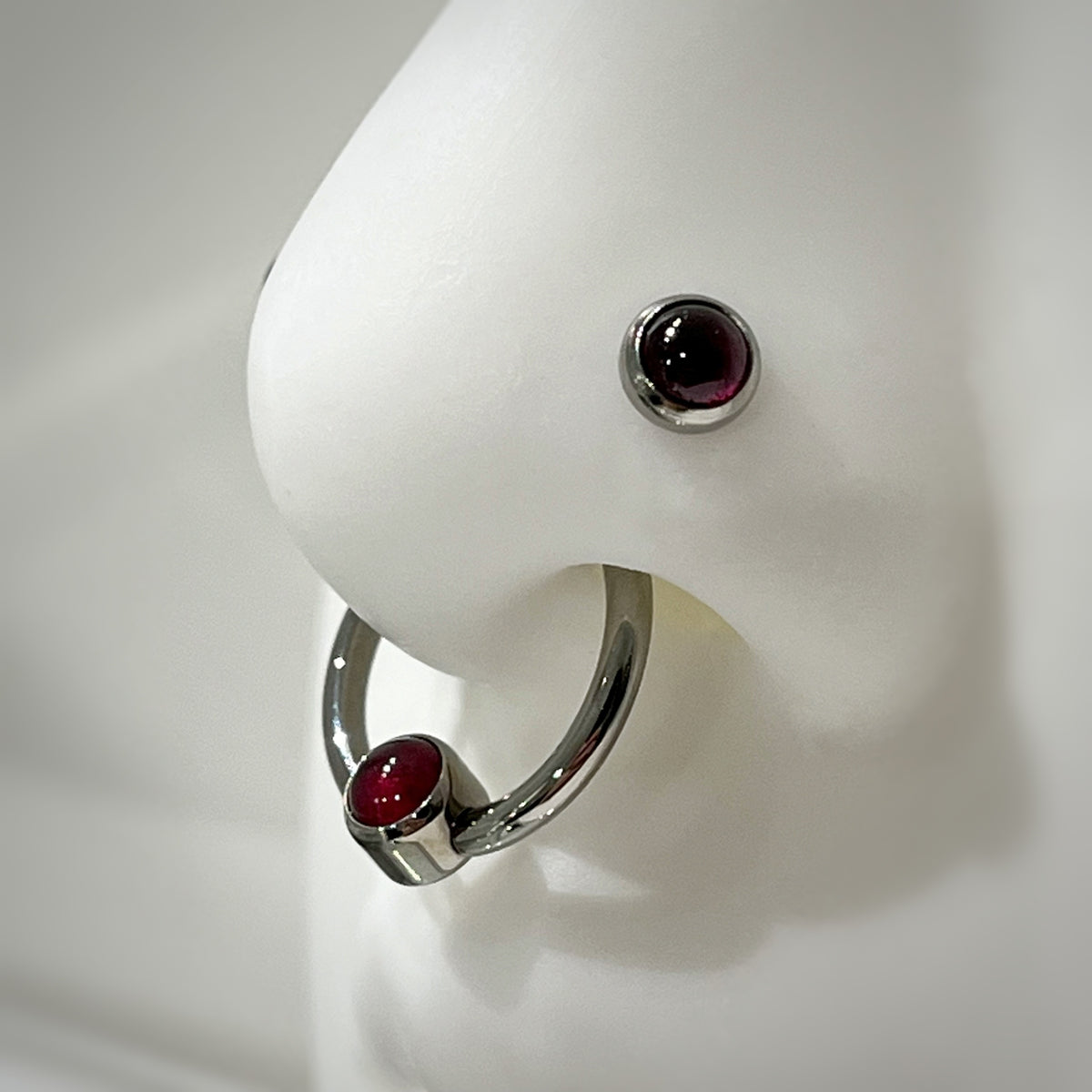 Industrial Strength Titanium Garnet Gem Captive Bead Ring