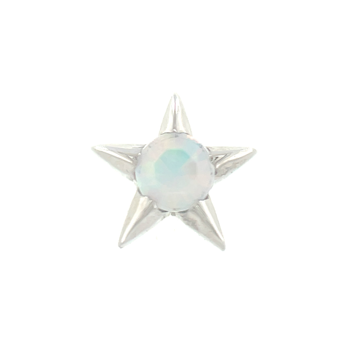 Anatometal Titanium Faceted White Opal Star End Threadless