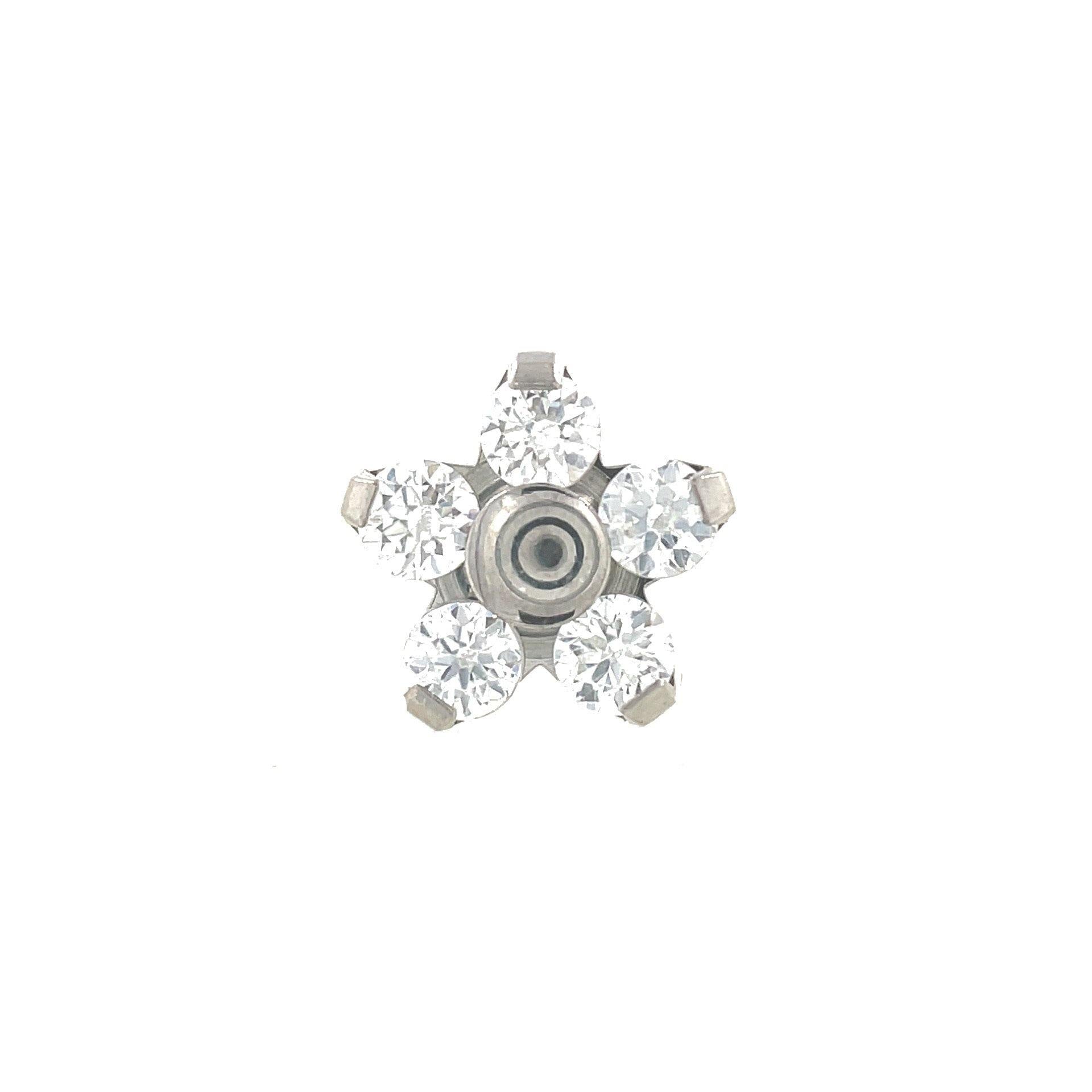 NeoMetal White CZ Flower End THREADLESS - Isha Body Jewellery