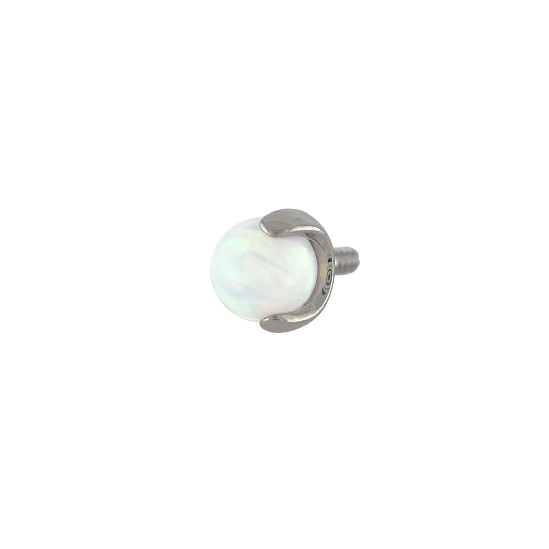 Industrial Strength Titanium 3 Prong-set White Opal Gem End