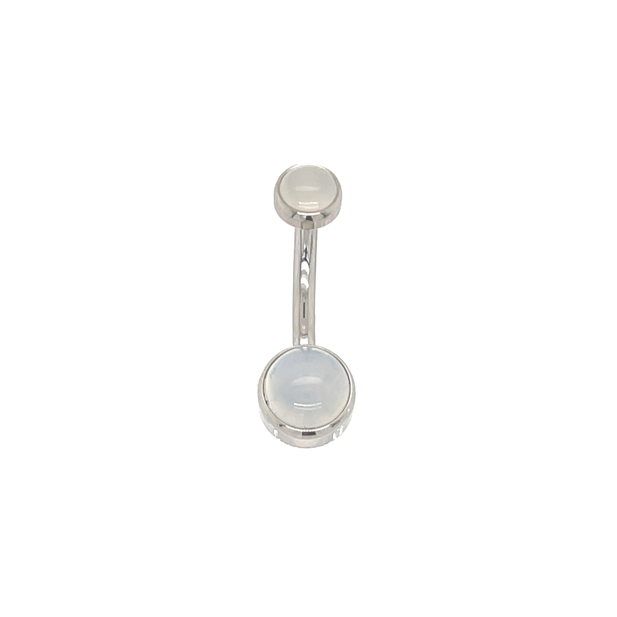 Industrial Strength Titanium Natural Moonstone Cabochon Gem Curved Barbell