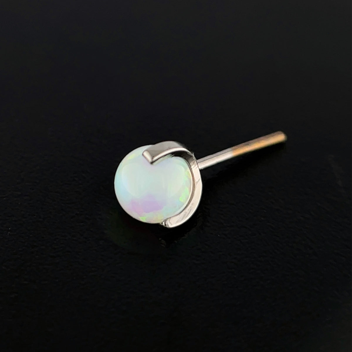 Anatometal Titanium Prong Set White Opal Orb Threadless