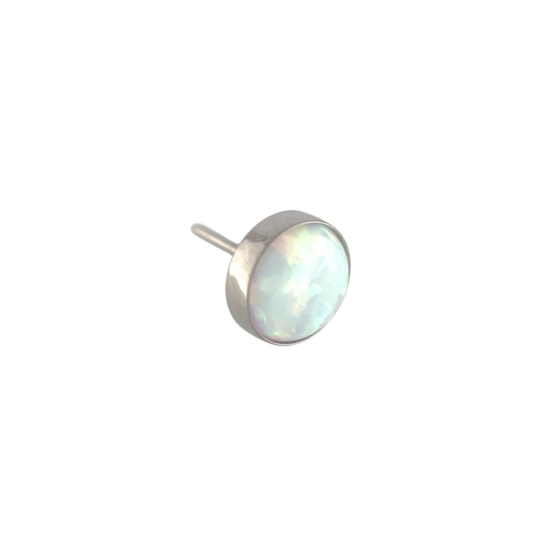 NeoMetal White Opal Cabochon End THREADLESS - Isha Body Jewellery