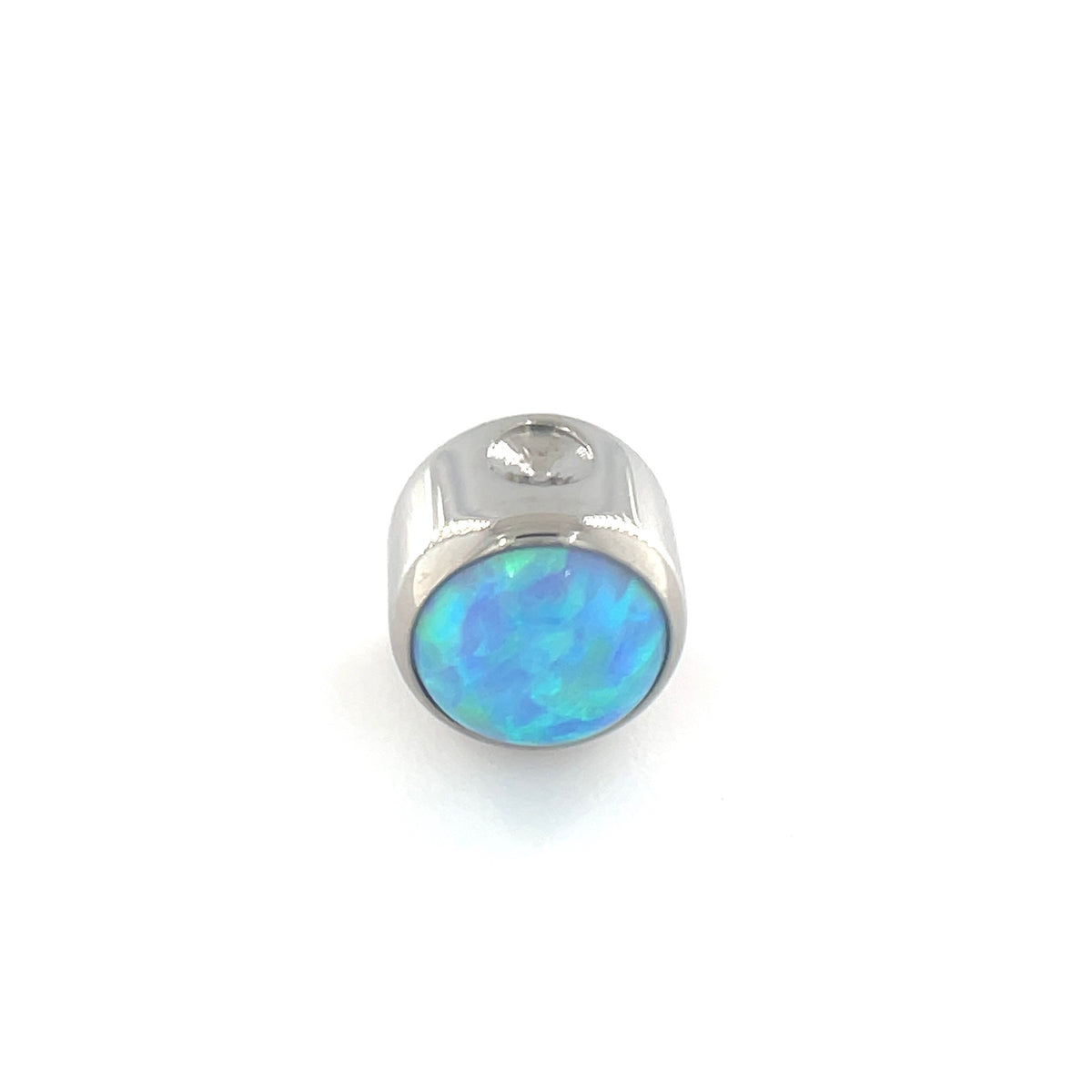 Industrial Strength Titanium Sky Blue Opal Captive Bead Ring
