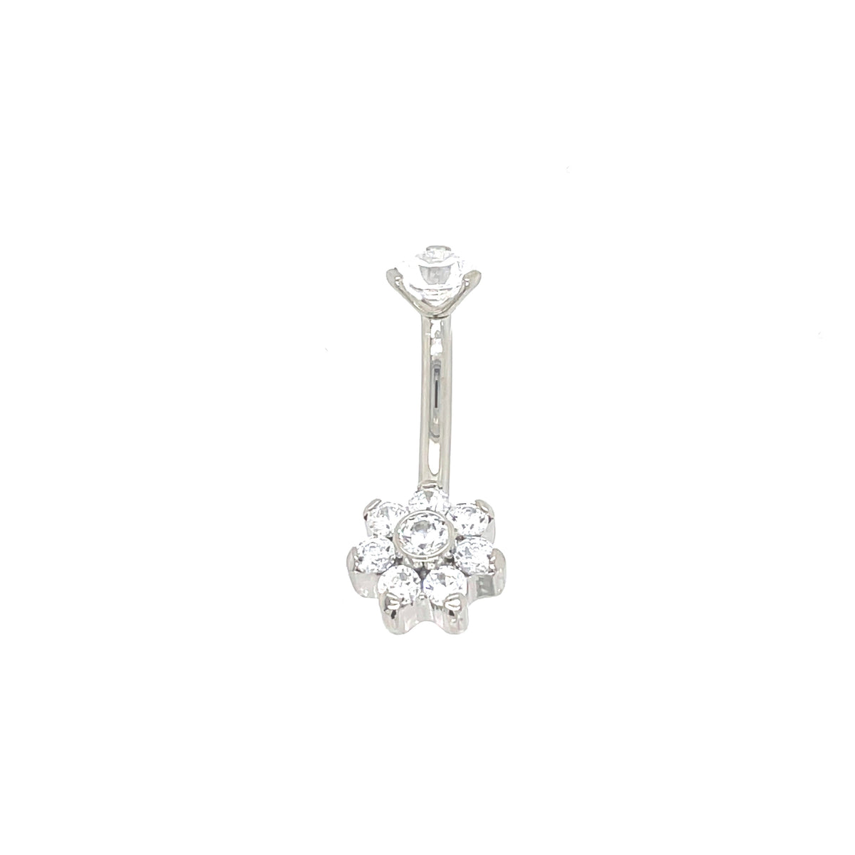 Industrial Strength Titanium White CZ Flower Curved Barbell