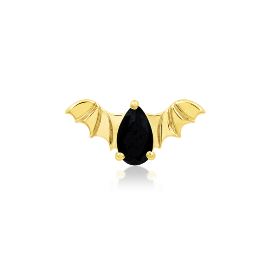 Junipurr 14ct Gold Bat with Black CZ End