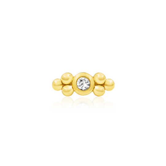 Junipurr 14ct Gold CZ Double Tri-bead End - Isha Body Jewellery