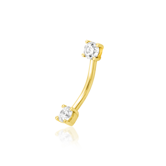 Junipurr 14ct Gold Empress Swarovski Curved Barbell - Isha Body Jewellery