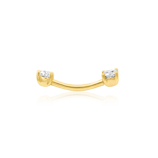 Junipurr 14ct Gold Empress Swarovski Curved Barbell - Isha Body Jewellery