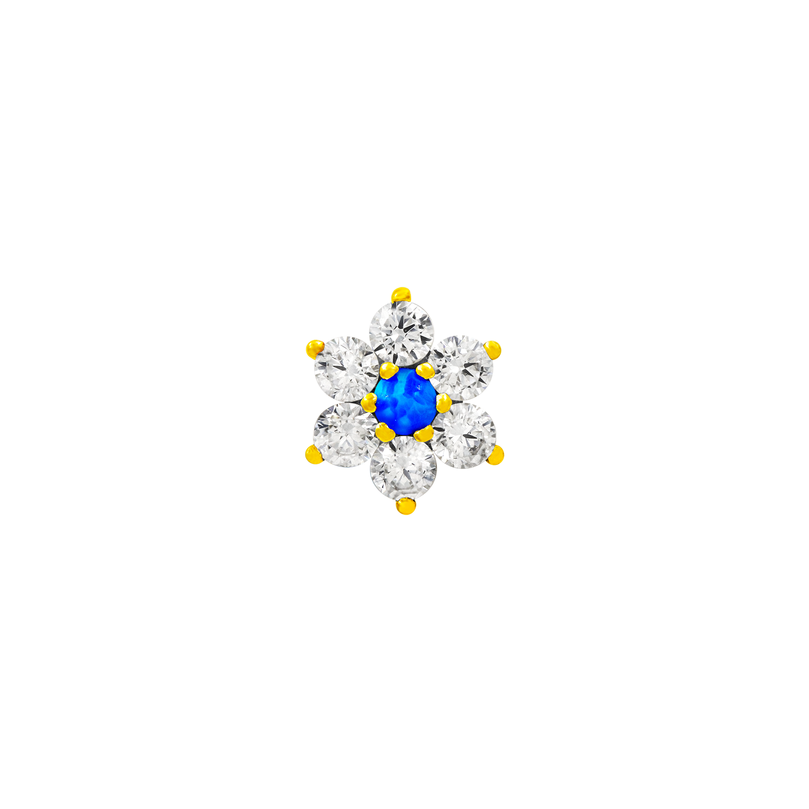 14ct Gold Flower with Swarovski & Blue Opal - Isha Body Jewellery