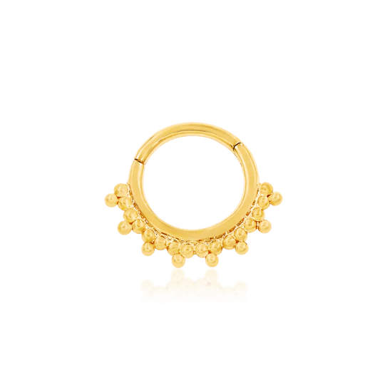 Junipurr 14ct Gold Tri-Bead Clicker Ring