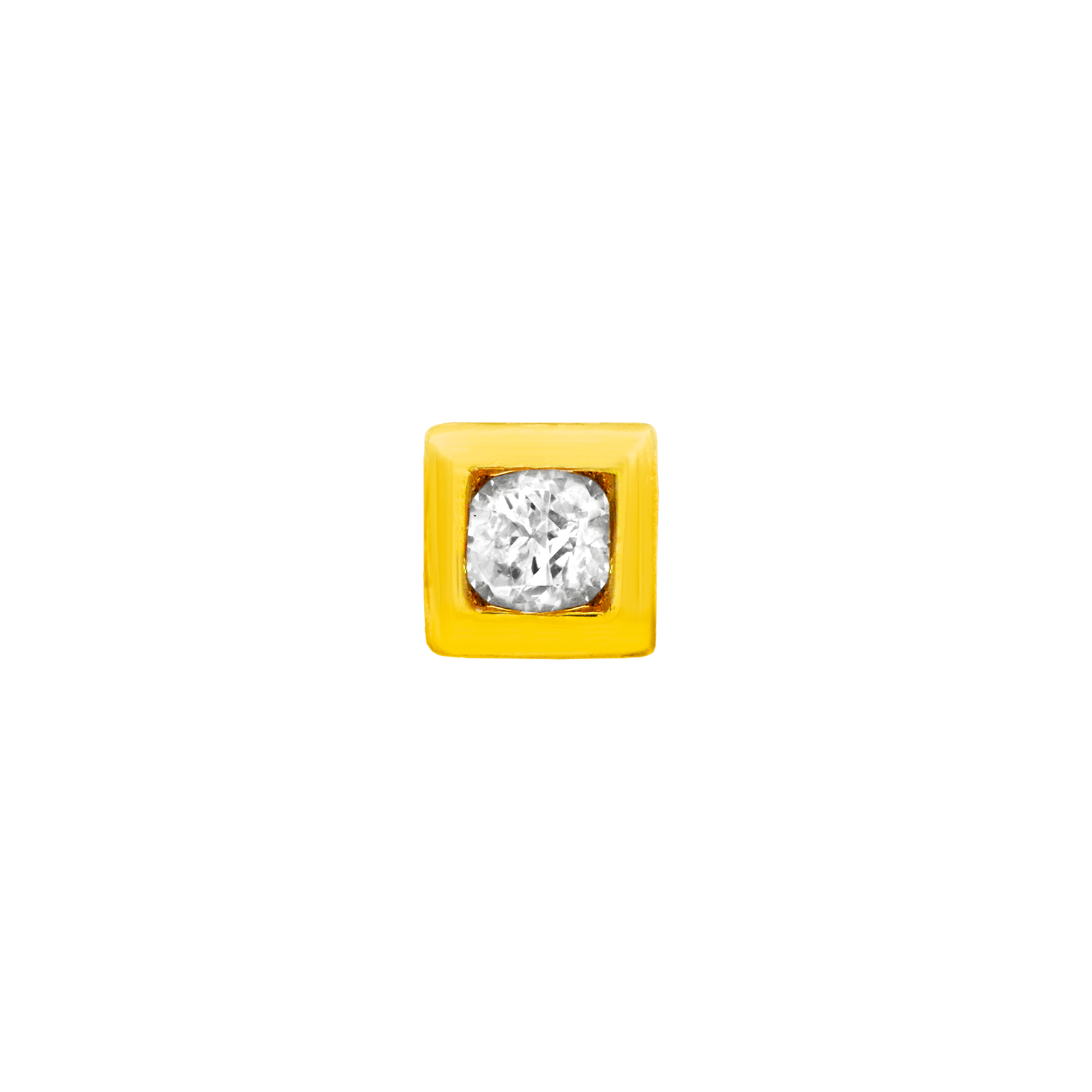 14ct Gold Bezel-Set CZ Square - Isha Body Jewellery