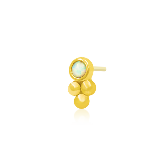 Junipurr 14ct Gold Bezel Set Tri-bead Opal End - Isha Body Jewellery