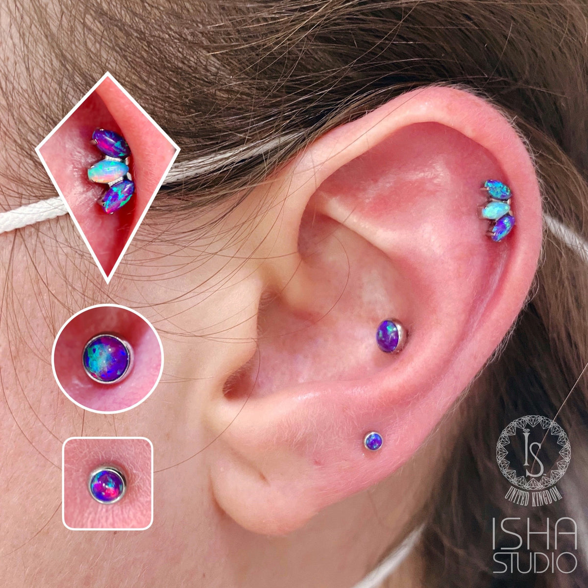 Odyssey Marquise Sleepy Lavender Opal End - Isha Body Jewellery